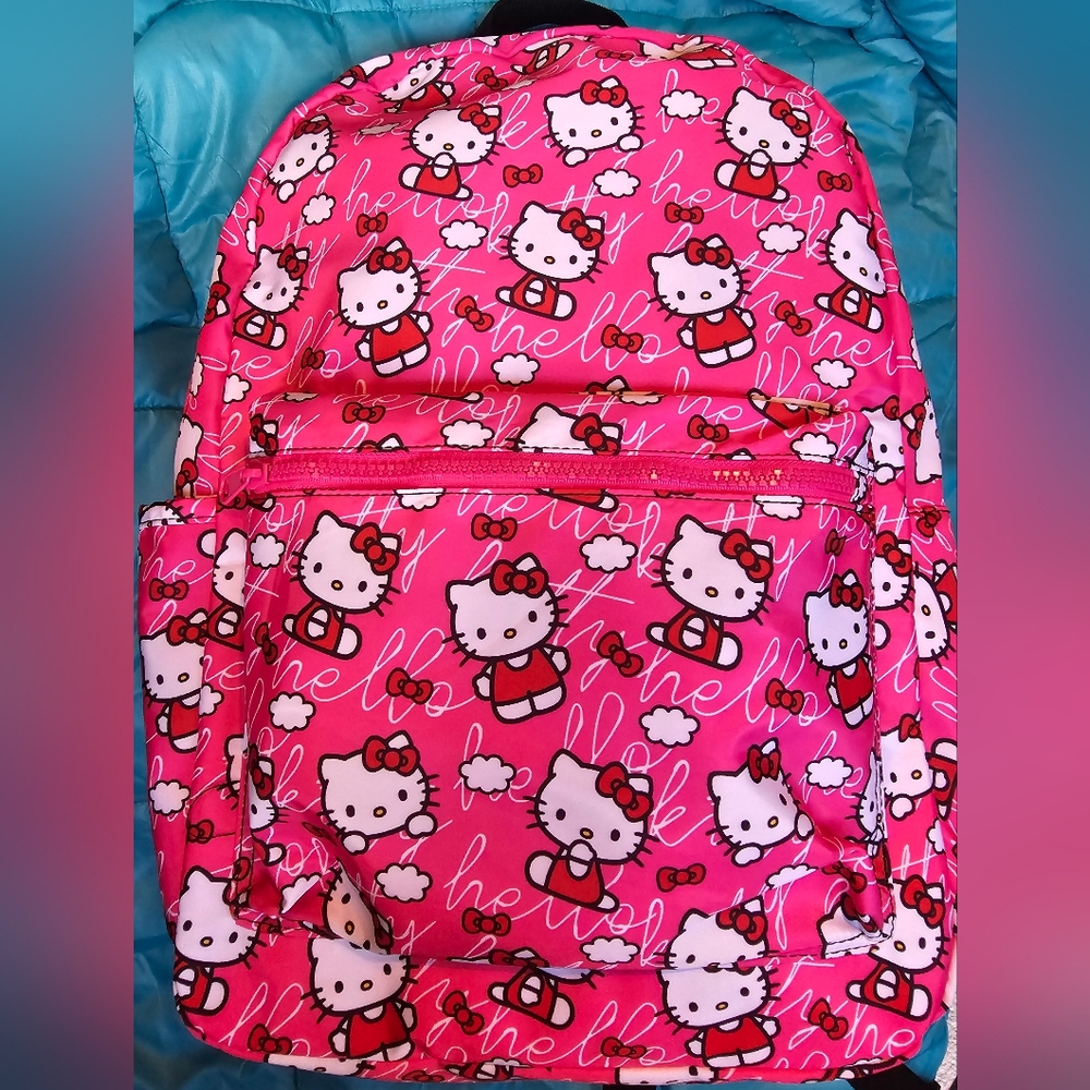 New! Bioworld Hello Kitty Pink Mulitcolor 16" Backpack